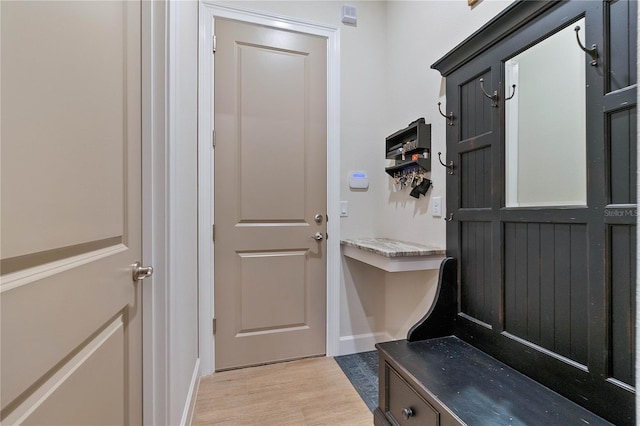 mudroom with light wood-type flooring