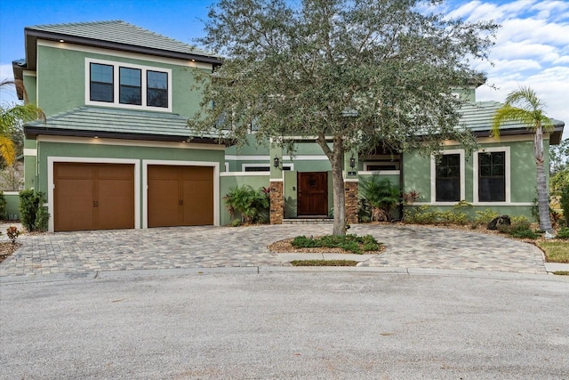 view of front of house with a garage