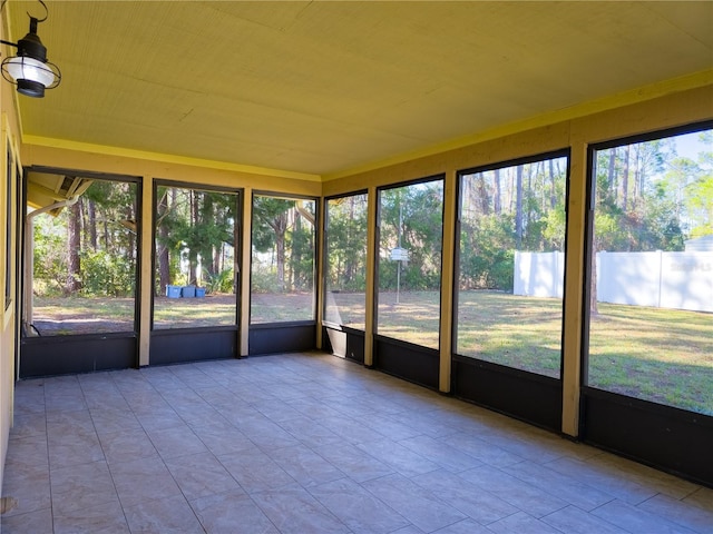 view of unfurnished sunroom