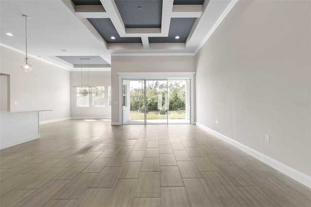 unfurnished living room with a healthy amount of sunlight, baseboards, and recessed lighting