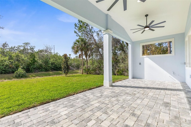 view of patio / terrace featuring a ceiling fan