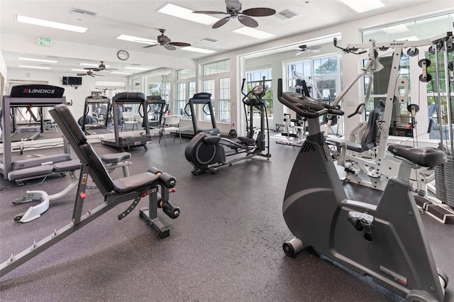 workout area featuring visible vents