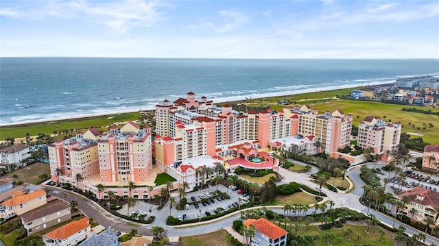 aerial view with a water view and a city view