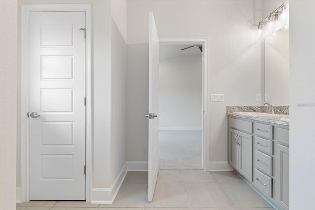 bathroom featuring vanity and tile patterned flooring