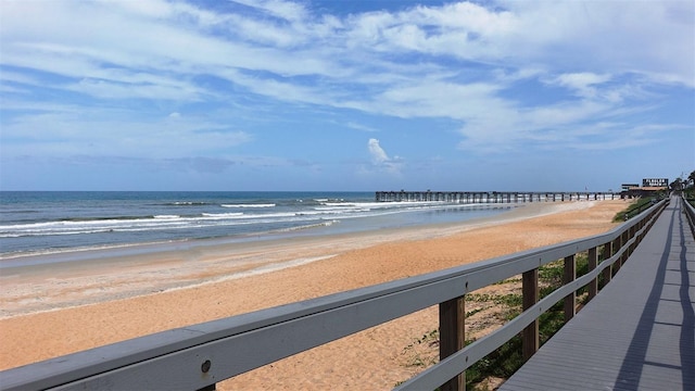 view of water feature featuring a beach view