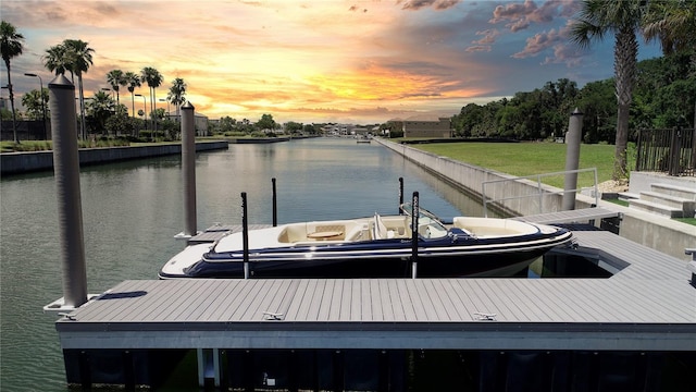 dock area featuring a water view