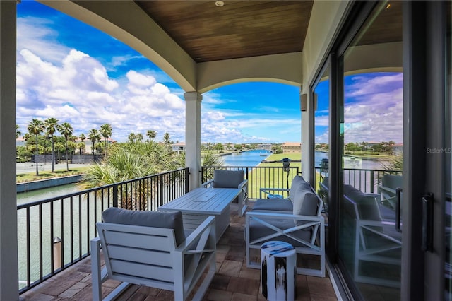 balcony with a water view