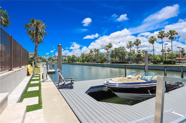 view of dock featuring a water view