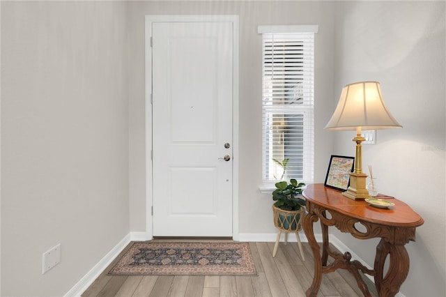 foyer entrance with hardwood / wood-style floors