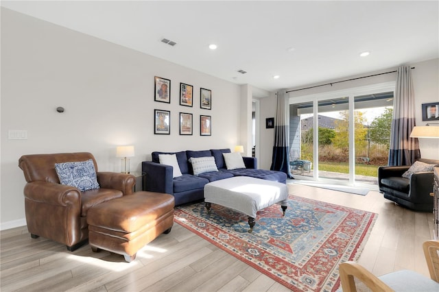 living room with light wood-type flooring