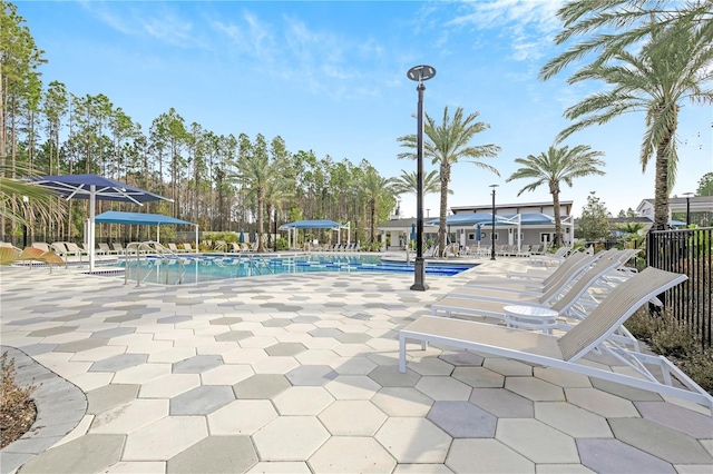 view of pool featuring a patio area