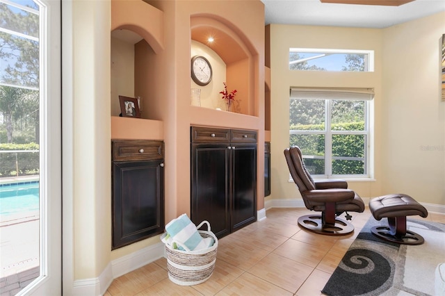 interior space with tile patterned flooring