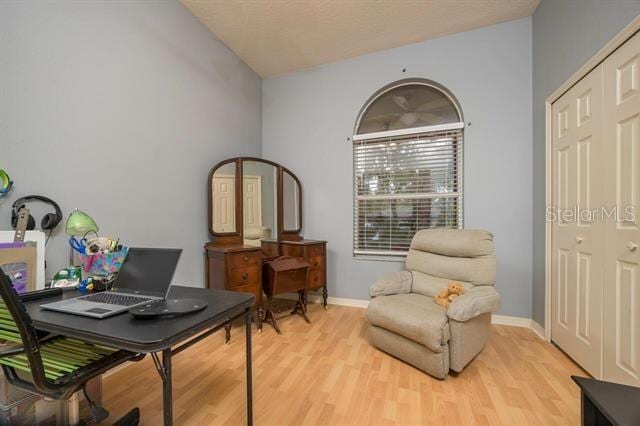 home office featuring light wood-type flooring