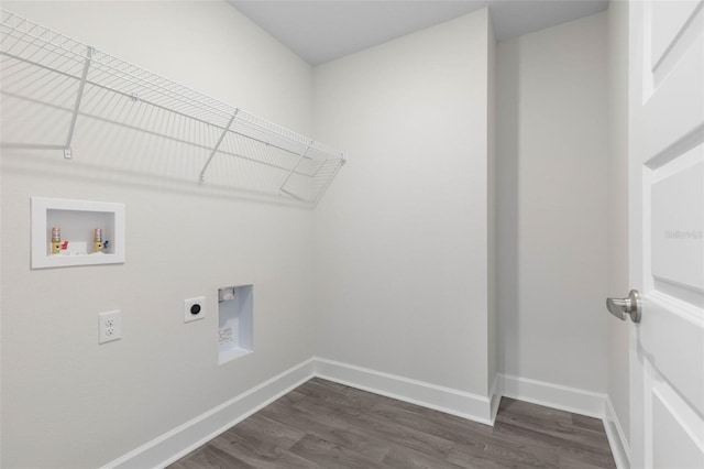 13 Primrose Ln, Palm Coast, FL 32164 - laundry room with electric dryer hookup, hookup for a washing machine, baseboards, and dark wood finished floors
