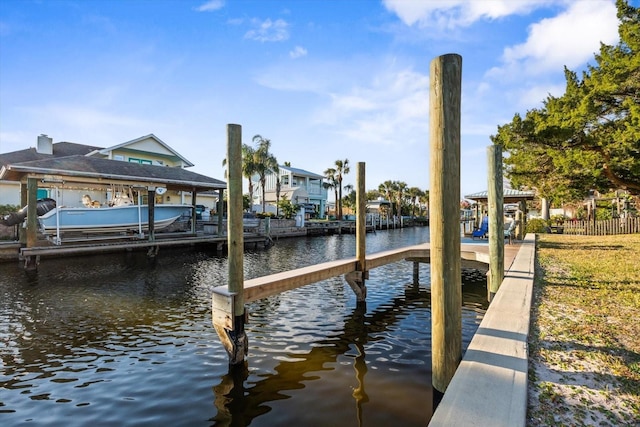 view of dock featuring a water view