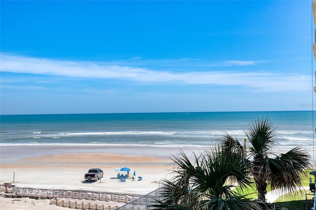 view of water feature with a view of the beach