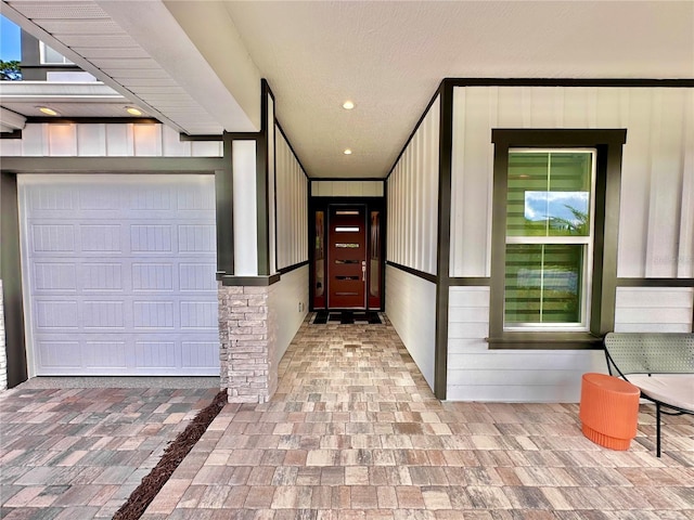 entrance to property with a garage