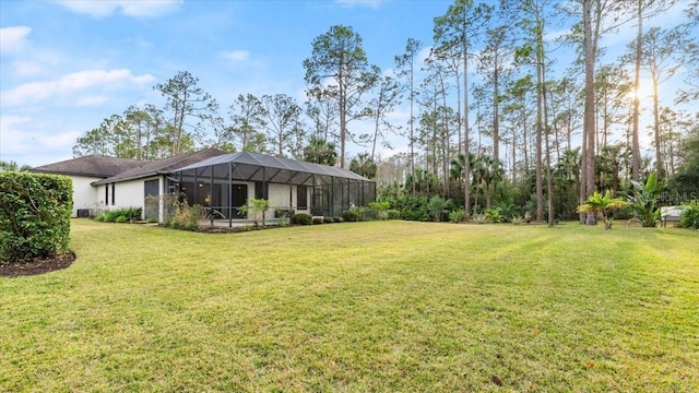 view of yard featuring a lanai