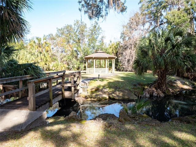 view of yard with a gazebo