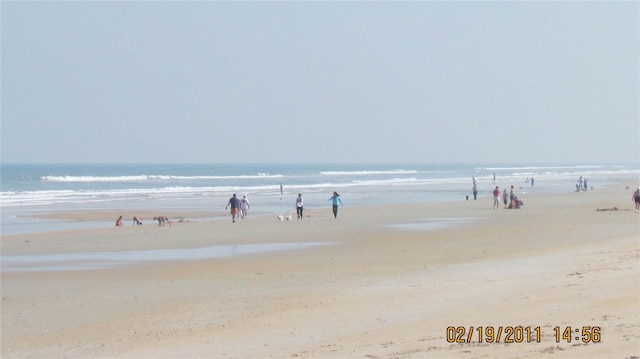 view of water feature with a view of the beach