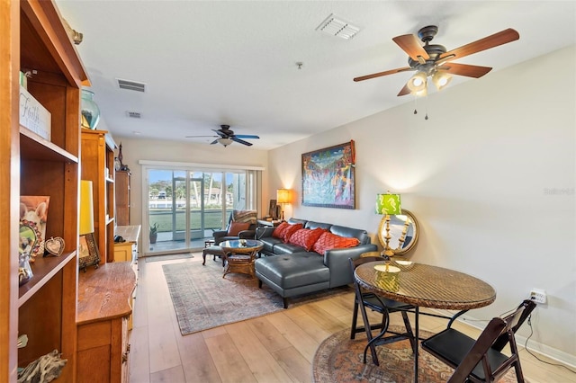 living room featuring light wood-type flooring