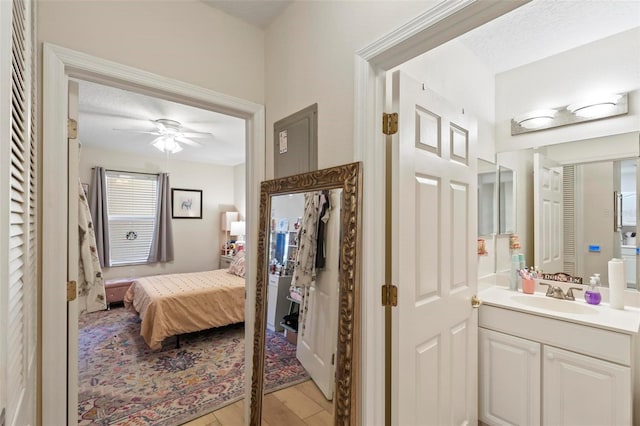 bedroom featuring light hardwood / wood-style floors and sink