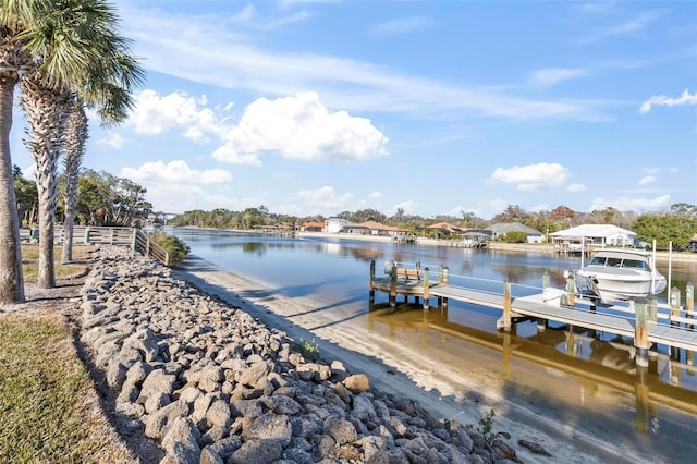 view of dock featuring a water view