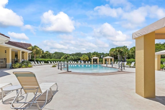 view of pool featuring a patio area