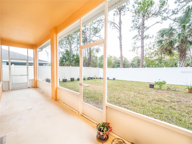 view of unfurnished sunroom