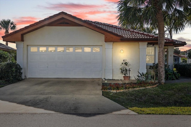 view of front of house with a garage