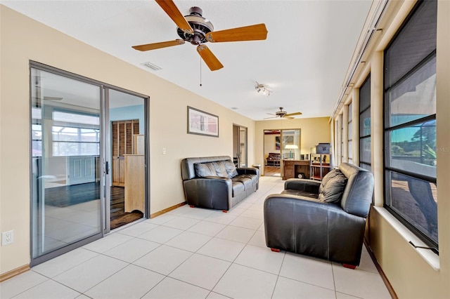 view of tiled living room