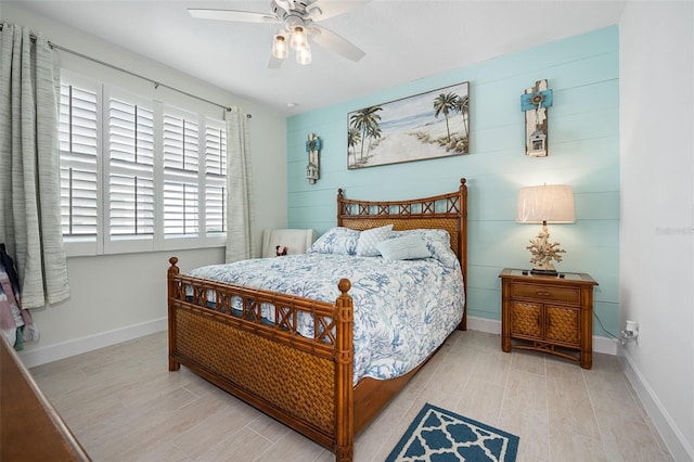 bedroom featuring ceiling fan