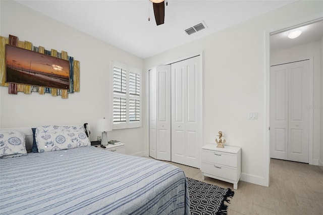 bedroom featuring a closet and ceiling fan