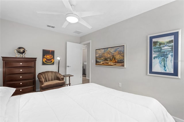 bedroom featuring ceiling fan