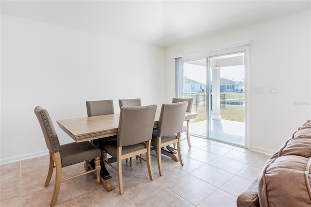 view of tiled dining space