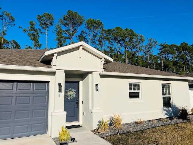 exterior space featuring a garage