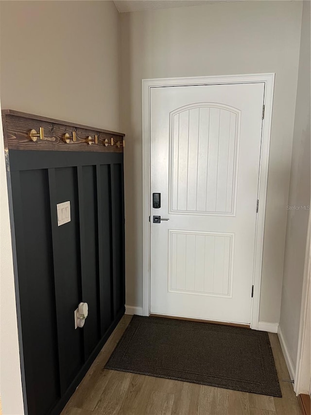 doorway featuring light hardwood / wood-style floors