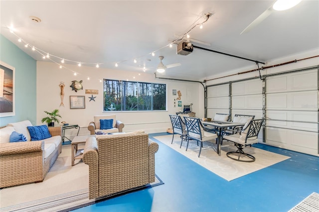 interior space with a garage door opener