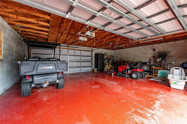 garage with a garage door opener