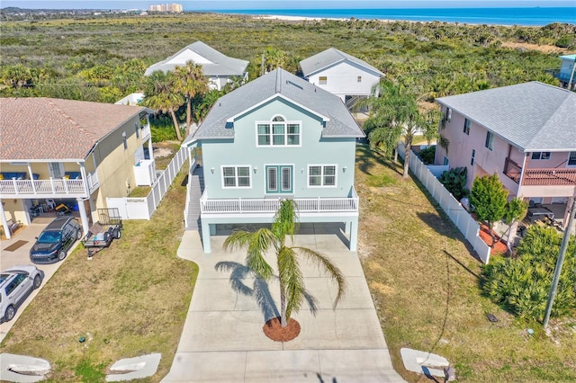 bird's eye view featuring a water view