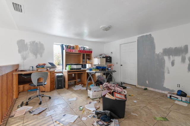 office area with light tile patterned floors