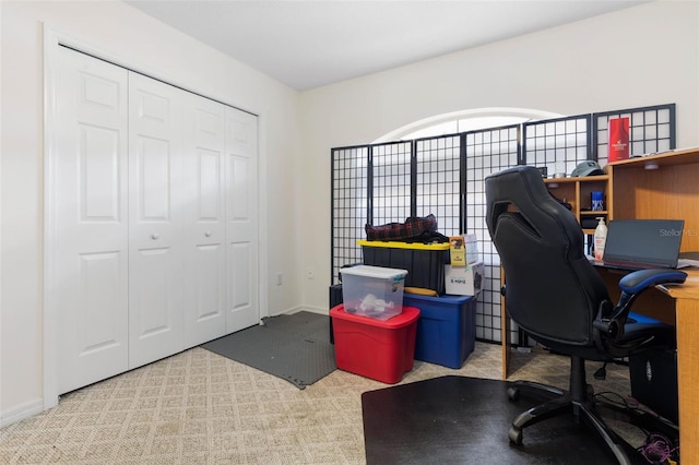 view of carpeted office space