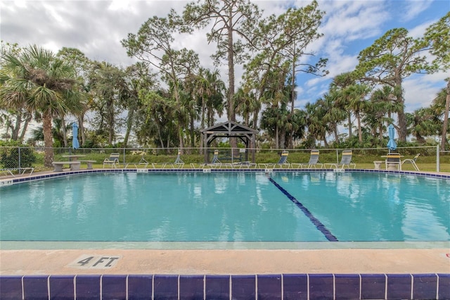 view of pool featuring a gazebo