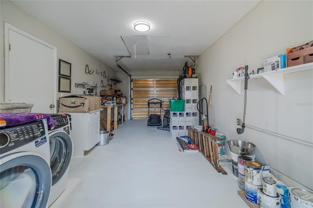 garage with separate washer and dryer