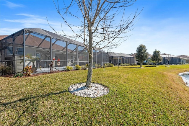 view of yard featuring a lanai