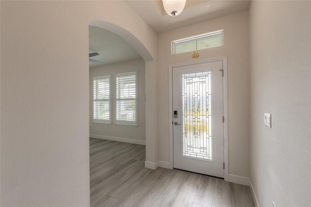 foyer entrance featuring light hardwood / wood-style floors