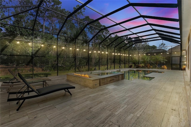 view of home's community featuring a patio area, a hot tub, and a swimming pool