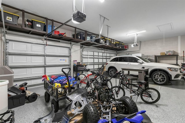 garage with a garage door opener