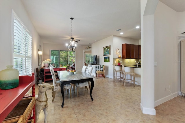 view of tiled dining space