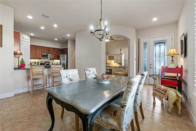 dining room featuring light tile patterned floors